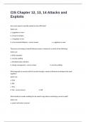 CIS Chapter 12, 13, 14 Attacks and Exploits Certification  Review Exam Questions And Answers Graded A+.