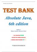 Test Bank For Absolute Java 6th Edition By Walter Savitch, Chapters 1-20