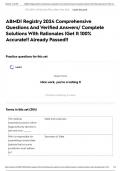 ABMDI Registry 2024 Comprehensive Questions And Verified Answers/ Complete Solutions With Rationales |Get It 100% Accurate!! Already Passed!!