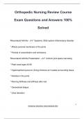 Orthopedic Nursing Review Course Exam Questions and Answers 100% Solved