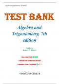 Test Bank for Algebra and Trigonometry 7th Edition by Robert F. Blitzer, All Chapters