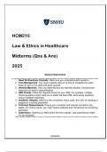 HCM210 Law & Ethics in Healthcare Midterms (Qns & Ans) 2025 - SNHU