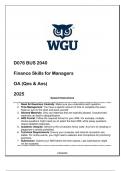 D076 BUS 2040 Finance Skills for Managers OA (Qns & Ans) 2025 - WGU