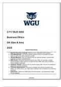 C717 BUS 3000 Business Ethics OA (Qns & Ans) 2025 - WGU