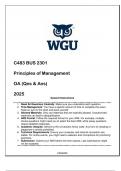 C483 BUS 2301 Principles of Management OA (Qns & Ans) 2025 - WGU