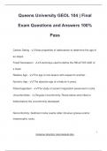 Queens University GEOL 104 | Final Exam Questions and Answers 100% Pass