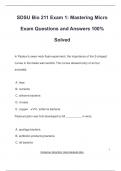 SDSU Bio 211 Exam 1: Mastering Micro Exam Questions and Answers 100% Solved