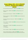 Exam 3: Biology 1010 – SLCC UPDATED  ACTUAL Questions and CORRECT  Answers