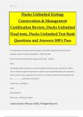 Ducks Unlimited Ecology Conservation & Management Certification Review, Ducks Unlimited Final tests, Ducks Unlimited Test Bank Questions and Answers 100% Pass