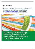 Test Bank For:  Nursing Leadership, Management, And Professional Practice For The Lpn/Lvn Seventh Edition By Tamara R. Dahlkemper Latest Update.