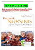 TEST BANK FOR:  Davis Advantage for Pediatric Nursing: The Critical Components of Nursing Care Second Edition by Kathryn Rudd Latest version.