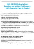 2025 OB HESI Maternity Exam  Questions and well Verified Answers,  100% Guarantee Pass A+ Graded