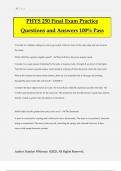 PHYS 250 Final Exam Practice Questions and Answers 100% Pass