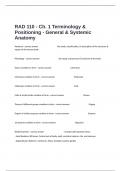 RAD 110 - Ch. 1 Terminology & Positioning - General & Systemic Anatomy Practice Exam Questions With 100%  Correct  Verified  Answers.