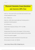 Physical Chemistry Exam Questions and Answers 100% Pass