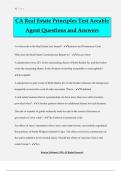 CA Real Estate Principles Test Aceable Agent Questions and Answers