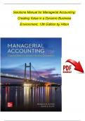 TEST BANK For Managerial Accounting: Creating Value in a Dynamic Business Environment, 13th Edition by Hilton | Verified Chapter's 1 - 17 | Complete