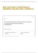 NUR 130 EXAM 3 QUESTIONS & ANSWERS SOLVED 100% CORRECT!!