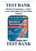 TEST BANK Medical Terminology: A Short  Course 9th Edition by Davi-Ellen  Chabner