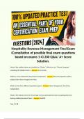 Hospitality Revenue Management Final Exam (Compilation of possible final exam questions based on exams 1-4) 200 Q&A/ A+ Score Solution.   