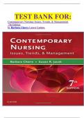 TEST BANK FOR: Contemporary Nursing: Issues, Trends, & Management  7th Edition by Barbara Cherry Latest Update.