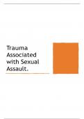 NR 605 week 7 Assignment:Trauma Associated with Sexual Assault|Latest Update with Complete solution