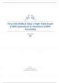 First Aid-USMLE Step 1 High Yield Exam || With Questions & Solutions (100% Accurate)