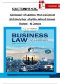 Solution Manual For Business Law: Text & Exercises, 10th Edition by Roger LeRoy Miller, William E. Hollowell, Verified Chapters 1 - 43, Complete Newest Version