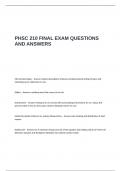 PHSC 210 FINAL EXAM QUESTIONS AND ANSWERS