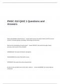 PHSC 210 QUIZ 1 Questions and Answers