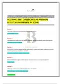 ACLS FINAL TEST QUESTIONS AND ANSWERS LATEST 2025 COMPLETE A+ SCORE