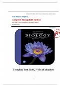 Test Bank for Campbell Biology 12th Edition (Pearson; July 12, 2021) by Lisa A. Urry, ISBN No; 9780135188743, Covering Chapters 1-56, Includes Rationales (NEWEST 2024 WATERMARKED)