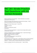 PAT 201 Stroke Practice Test Questions with All Correct Answers 