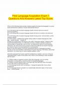    First Language Acquisition Exam 1 Questions And Answers Latest Top Score.