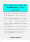 CFRE Sample Test Questions With Complete Answers Graded A+, Guaranteed