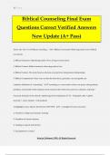 Biblical Counseling Final Exam Questions Correct Verified Answers New Update (A+ Pass)