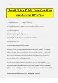 Hawaii Notary Public Exam Questions and Answers 100% Pass