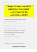 Massage Therapy Course EXAM QUESTIONS AND CORRECT ANSWERS (VERIFIED ANSWERS)|AGRADE