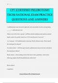 CPT (CERTIFIED PHLEBOTOMY TECH) NATIONAL EXAM PRACTICE QUESTIONS AND ANSWERS