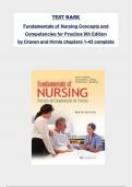 TEST BANK for Fundamentals of Nursing Concepts and  Competencies for Practice 9th Edition by Craven and Hirnle chapters 1-43 complete 