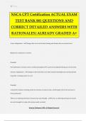 NSCA CPT Certification ACTUAL EXAM TEST BANK 881 QUESTIONS AND CORRECT DETAILED ANSWERS WITH RATIONALES|ALREADY GRADED A+