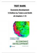 TEST BANK for Economic Development 13 Edition by Todaro and Smith  all chapters 1-15, complete