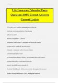 Life Insurance Primerica Exam Questions 100% Correct Answers Current Update