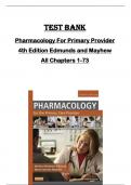 TEST BANK for Pharmacology For Primary Provider 4th Edition Edmunds and Mayhew All Chapters 1-73 fully covered