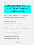 SAMPLE QUESTIONS FROM ALL CSLB TRADE EXAMS WITH CORRECT ANSWERS