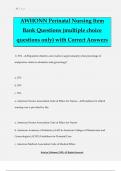 AWHONN Perinatal Nursing Item Bank Questions (multiple choice questions only) with Correct Answers