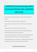 AWHONN Perinatal Nursing- MNN EXAM QUESTIONS AND ANSWERS 100% PASS