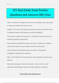 WV Real Estate Exam Practice Questions and Answers 100% Pass