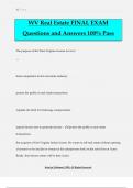 WV Real Estate FINAL EXAM Questions and Answers 100% Pass