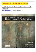  COMPLETE TEST BANK:  An Introduction to Brain and Behavior seventh Edition by  BRYAN KOLB Latest Update.